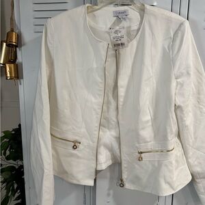 Carmen Cream Zip-Front Blazer Jacket